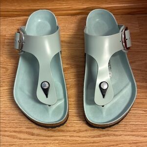 Birkenstock big buckle gizeh surf green leather